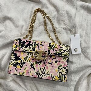 Tory Burch Gemini Link Small Chain Flower Field Shoulder Bag S 74067 $525 NEW